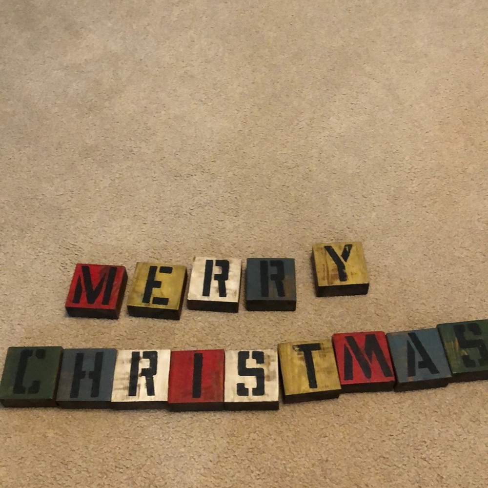 Wooden Block Merry Christmas OR Welcome Friends Messages